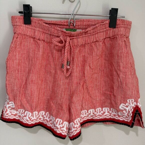 Anthropologie Coral Striped linen shorts - XS - Picture 2 of 5